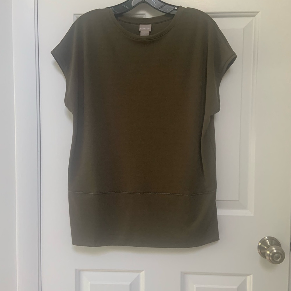 Chico's Green Boxy Relaxed Short Sleeve Tee